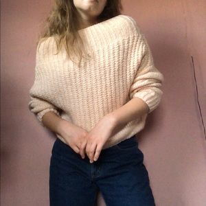 5/$30 pink soft knit off the shoulder sweatshirt